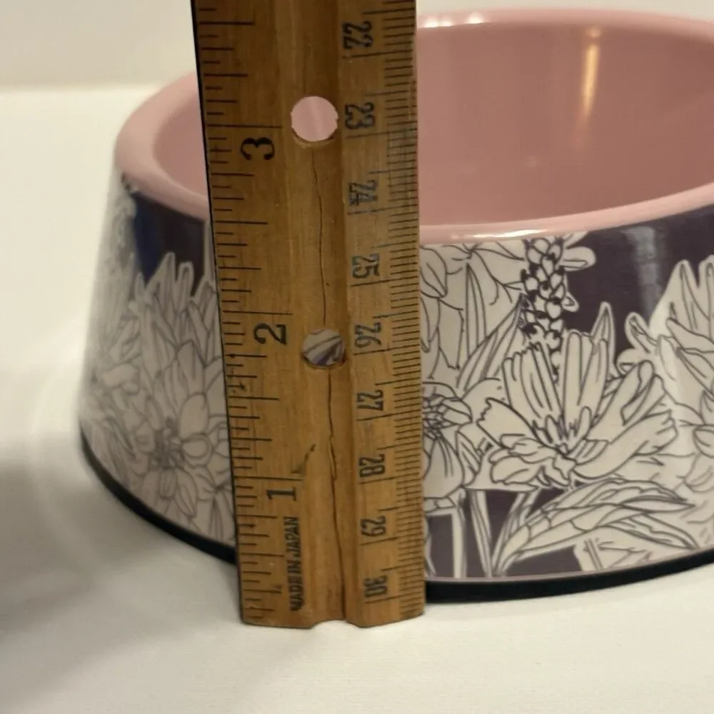 Whisker City Mums Gray Pink Melamine Cat Bowl - 12 oz Food Dish No Slip Grip